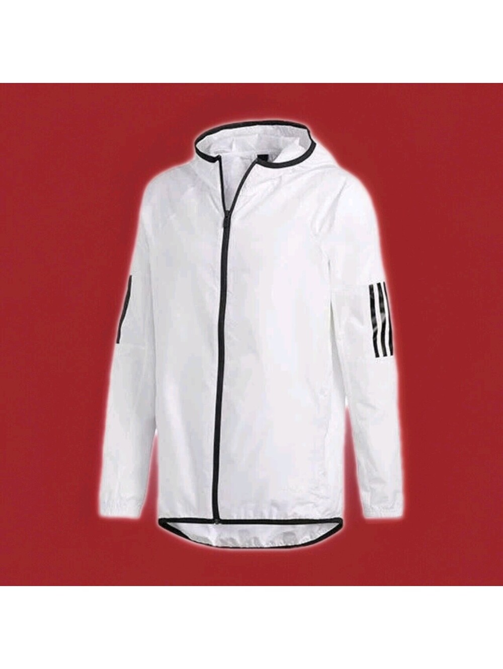 Adidas Windrunner S2S Jacket White Windbreaker Running Workout Hooded Men Small